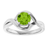 14K Gold Round Natural Peridot Infinity-Inspired Ring - White Gold - view 3