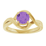 14K Gold Round Natural Amethyst Infinity-Inspired Ring - Yellow Gold - view 3