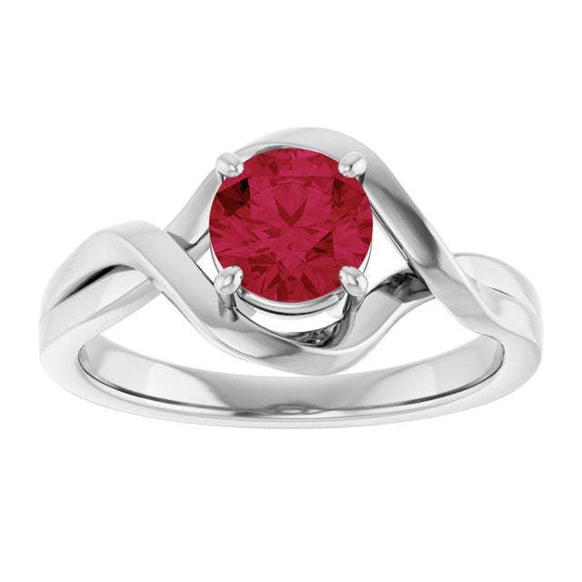 14K Gold Round Lab-Grown Ruby Infinity-Inspired Ring - White Gold - view 3