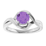 14K Gold Round Natural Amethyst Infinity-Inspired Ring - White Gold - view 3