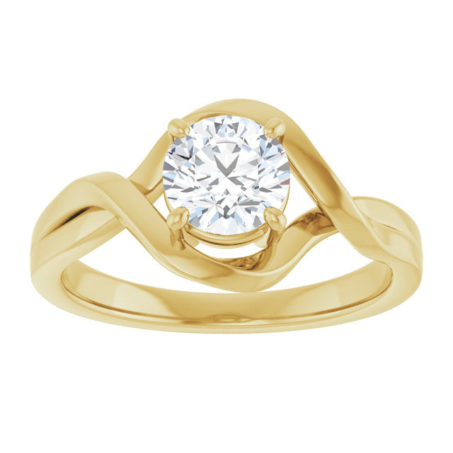 14K Gold Round Natural White Sapphire Infinity-Inspired Ring - Yellow Gold - view 3