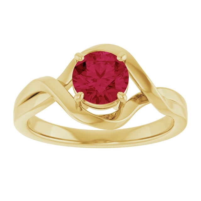 14K Gold Round Lab-Grown Ruby Infinity-Inspired Ring - Yellow Gold - view 3