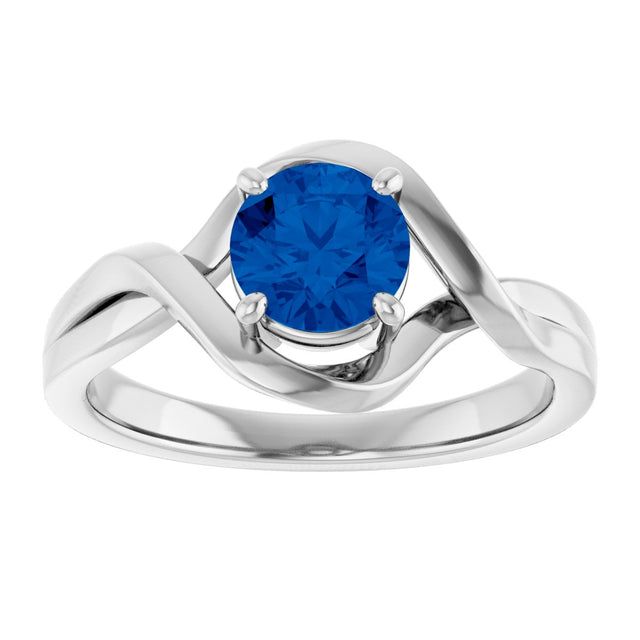 14K Gold Round Lab-Grown Blue Sapphire Infinity-Inspired Ring - White Gold - view 3