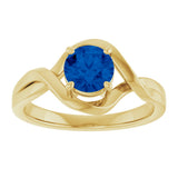 14K Gold Round Lab-Grown Blue Sapphire Infinity-Inspired Ring - Yellow Gold - view 3