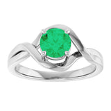 14K Gold Round Lab-Grown Emerald Infinity-Inspired Ring - White Gold - view 3
