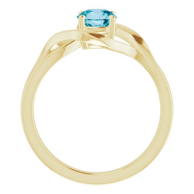 14K Gold Round Natural London Blue Topaz Infinity-Inspired Ring - view 2