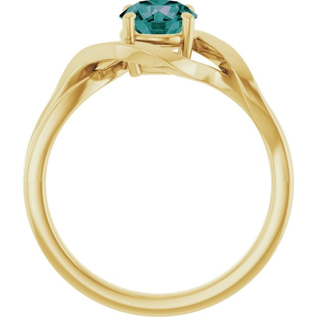 14K Gold Round Lab-Grown Alexandrite Infinity-Inspired Ring - Yellow Gold - view 2
