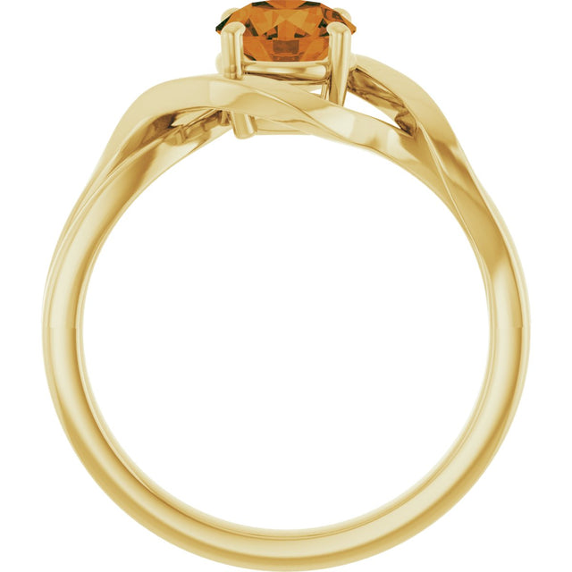 14K Gold Round Natural Citrine Infinity-Inspired Ring - Yellow Gold - view 2
