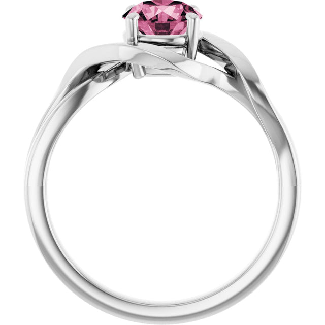 14K Gold Round Natural Pink Tourmaline Infinity-Inspired Ring - White Gold - view 2