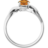 14K Gold Round Natural Citrine Infinity-Inspired Ring - White Gold - view 2