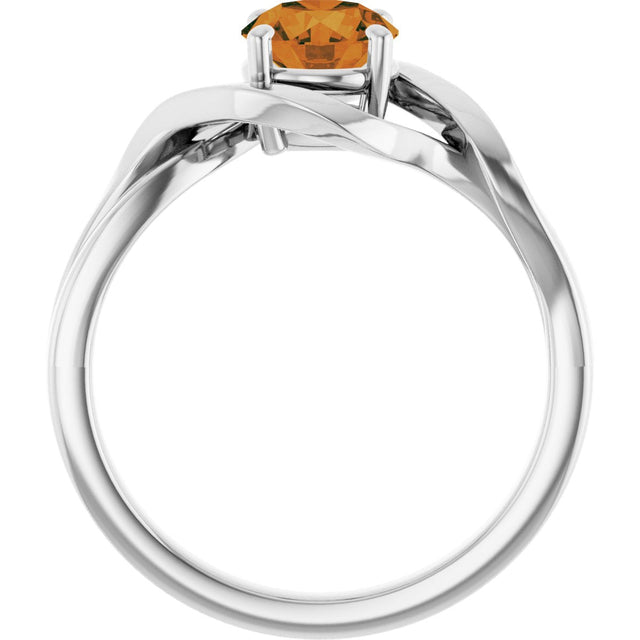14K Gold Round Natural Citrine Infinity-Inspired Ring - White Gold - view 2