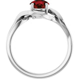 14K Gold Round Natural Mozambique Garnet Infinity-Inspired Ring - White Gold - view 2