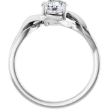 14K Gold Round Natural White Sapphire Infinity-Inspired Ring - White Gold - view 2