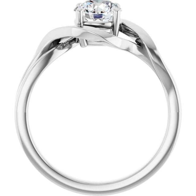 14K Gold Round Natural White Sapphire Infinity-Inspired Ring - White Gold - view 2