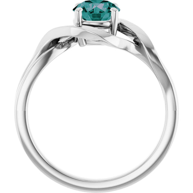 14K Gold Round Lab-Grown Alexandrite Infinity-Inspired Ring - White Gold - view 2