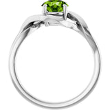 14K Gold Round Natural Peridot Infinity-Inspired Ring - White Gold - view 2