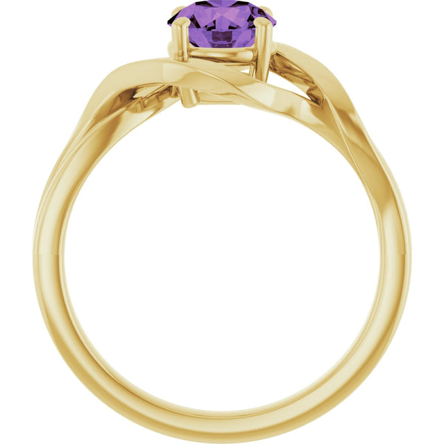 14K Gold Round Natural Amethyst Infinity-Inspired Ring - Yellow Gold - view 2
