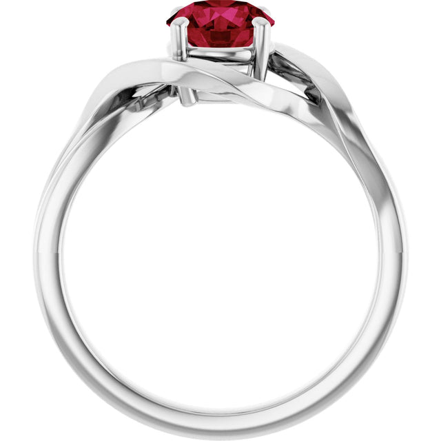 14K Gold Round Lab-Grown Ruby Infinity-Inspired Ring - White Gold - view 2