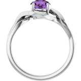 14K Gold Round Natural Amethyst Infinity-Inspired Ring - White Gold - view 2
