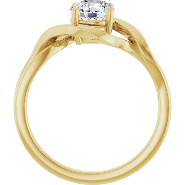 14K Gold Round Natural White Sapphire Infinity-Inspired Ring - Yellow Gold - view 2