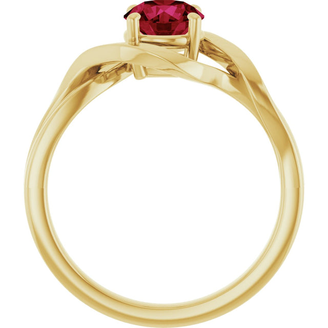 14K Gold Round Lab-Grown Ruby Infinity-Inspired Ring - Yellow Gold - view 2