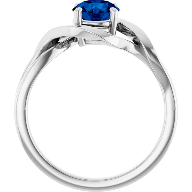 14K Gold Round Lab-Grown Blue Sapphire Infinity-Inspired Ring - White Gold - view 2