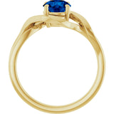 14K Gold Round Lab-Grown Blue Sapphire Infinity-Inspired Ring - Yellow Gold - view 2