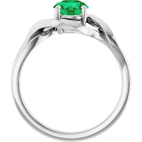 14K Gold Round Lab-Grown Emerald Infinity-Inspired Ring - White Gold - view 2