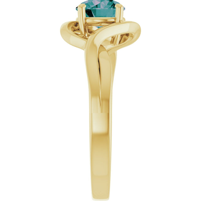 14K Gold Round Lab-Grown Alexandrite Infinity-Inspired Ring - Yellow Gold - view 4