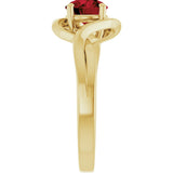14K Gold Round Natural Mozambique Garnet Infinity-Inspired Ring - Yellow Gold - view 4