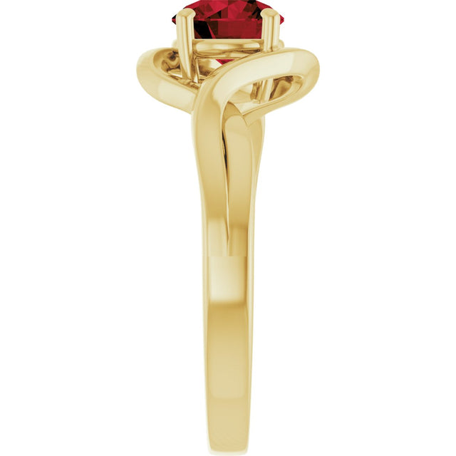 14K Gold Round Natural Mozambique Garnet Infinity-Inspired Ring - Yellow Gold - view 4