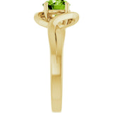 14K Gold Round Natural Peridot Infinity-Inspired Ring - Yellow Gold - view 4
