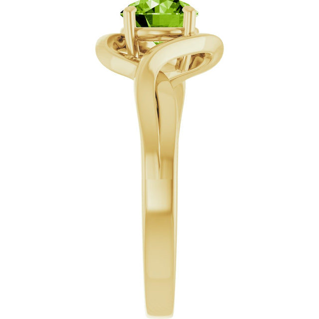 14K Gold Round Natural Peridot Infinity-Inspired Ring - Yellow Gold - view 4