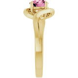 14K Gold Round Natural Pink Tourmaline Infinity-Inspired Ring - Yellow Gold - view 4