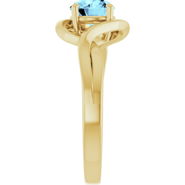 14K Gold Round Natural Aquamarine Infinity-Inspired Ring - Yellow Gold - view 4