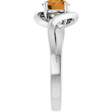 14K Gold Round Natural Citrine Infinity-Inspired Ring - White Gold - view 4
