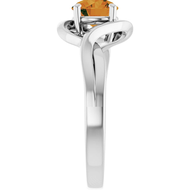 14K Gold Round Natural Citrine Infinity-Inspired Ring - White Gold - view 4