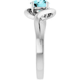 14K Gold Round Natural Blue Zircon Infinity-Inspired Ring - White Gold - view 4