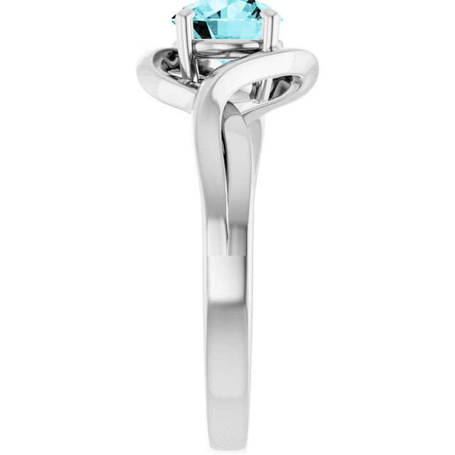 14K Gold Round Natural Blue Zircon Infinity-Inspired Ring - White Gold - view 4