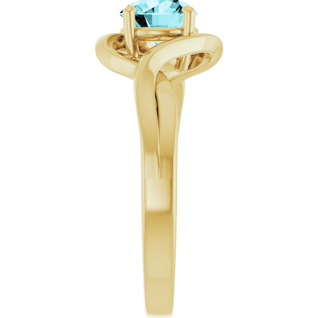 14K Gold Round Natural Blue Zircon Infinity-Inspired Ring - Yellow Gold - view 4