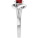14K Gold Round Natural Mozambique Garnet Infinity-Inspired Ring - White Gold - view 4