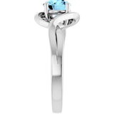 14K Gold Round Natural Aquamarine Infinity-Inspired Ring - White Gold - view 4
