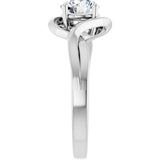 14K Gold Round Natural White Sapphire Infinity-Inspired Ring - White Gold - view 4