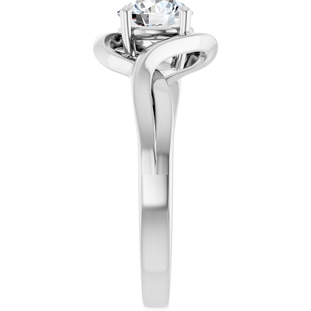 14K Gold Round Natural White Sapphire Infinity-Inspired Ring - White Gold - view 4