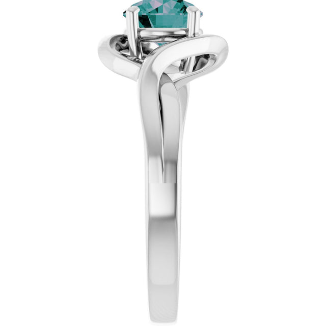 14K Gold Round Lab-Grown Alexandrite Infinity-Inspired Ring - White Gold - view 4