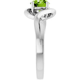 14K Gold Round Natural Peridot Infinity-Inspired Ring - White Gold - view 4