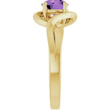 14K Gold Round Natural Amethyst Infinity-Inspired Ring - Yellow Gold - view 4