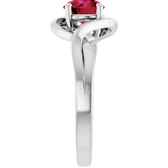 14K Gold Round Lab-Grown Ruby Infinity-Inspired Ring - White Gold - view 4