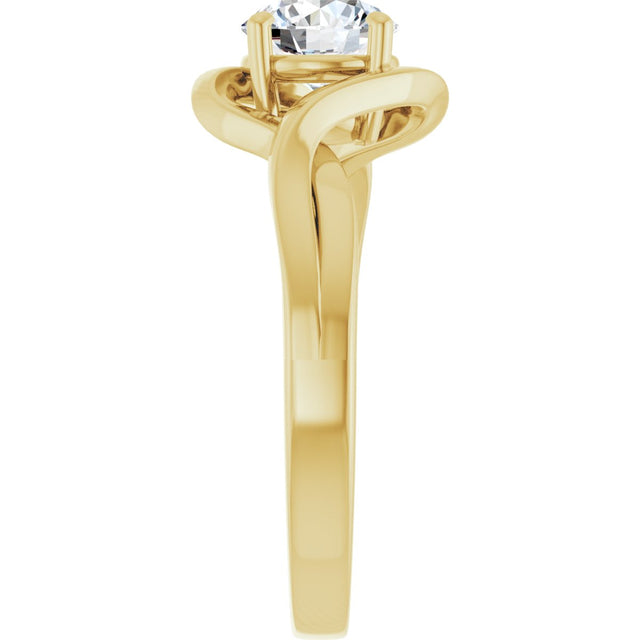 14K Gold Round Natural White Sapphire Infinity-Inspired Ring - Yellow Gold - view 4