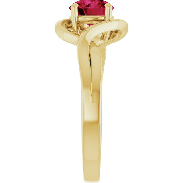 14K Gold Round Lab-Grown Ruby Infinity-Inspired Ring - Yellow Gold - view 4